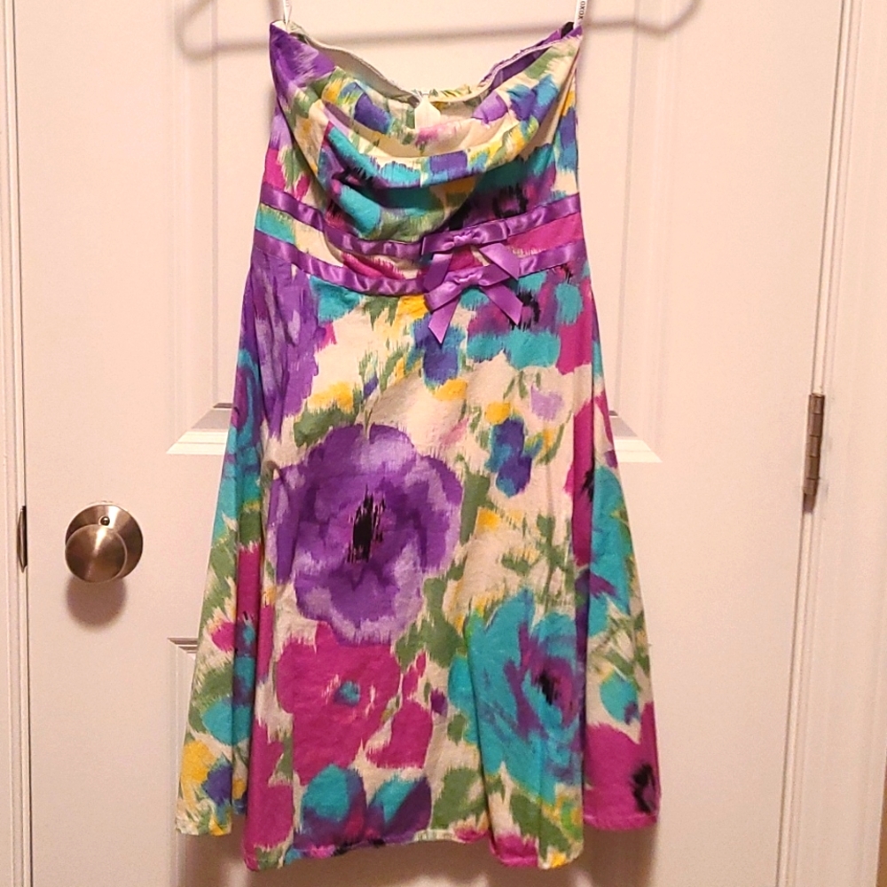 XOXO Floral Strapless Dress
